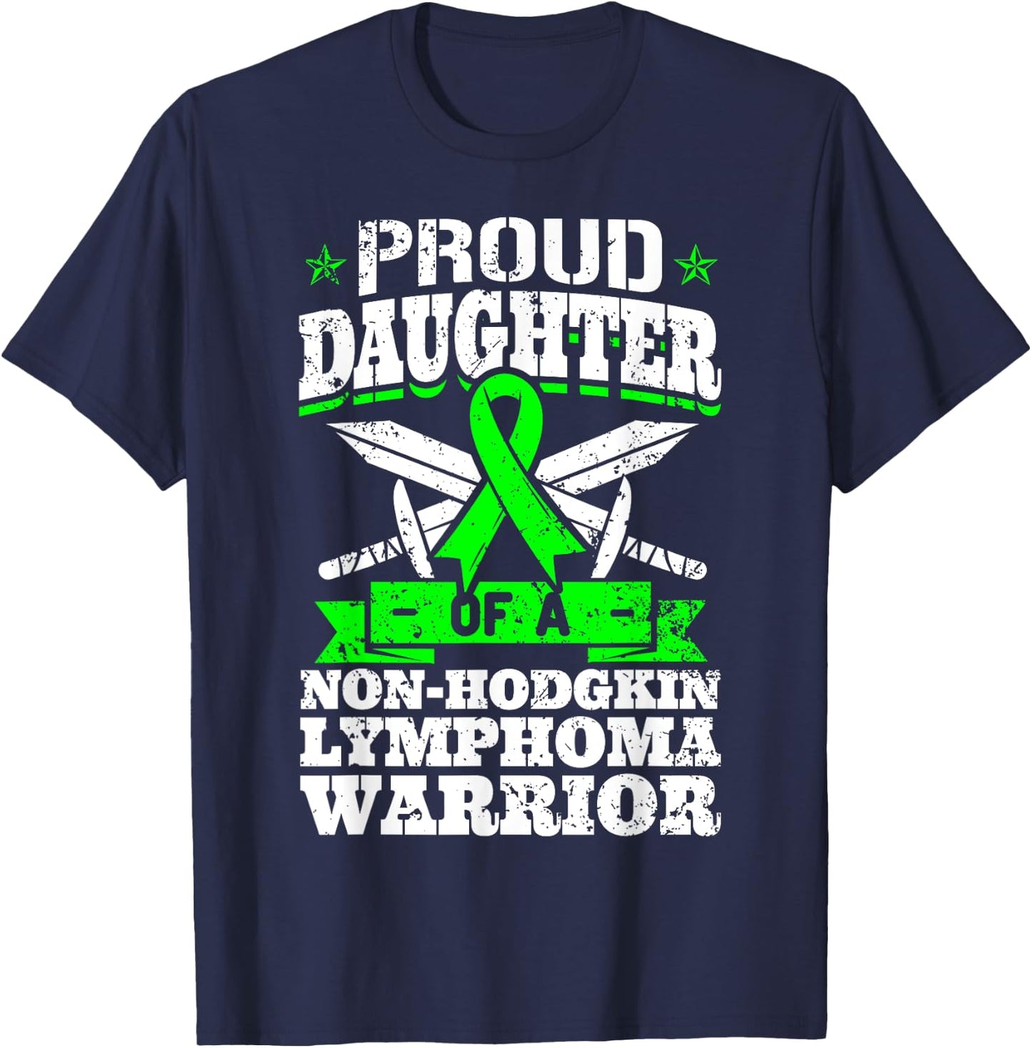 Non-Hodgkin Lymphoma Daughter Proud Daughter - Black, Women's, Small, Short Sleeve, Classic Fit, , Modern, Graphic Design (Awareness Ribbon), Non-Hodgkin Lymphoma Awareness T-Shirt - T-Shirt | Navy