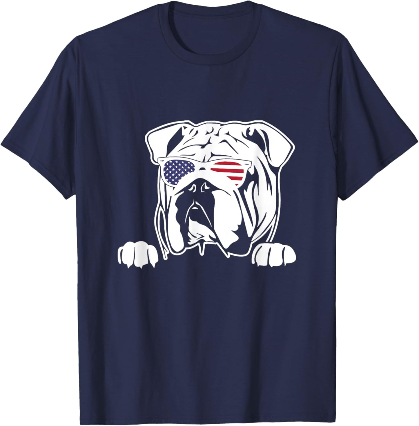 Olde English Bulldogge American Flag T-Shirt - T-Shirt | Navy