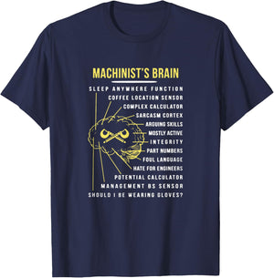 Machinist's Brain Lots Of Things Run Through It T-Shirt - T-Shirt | Navy