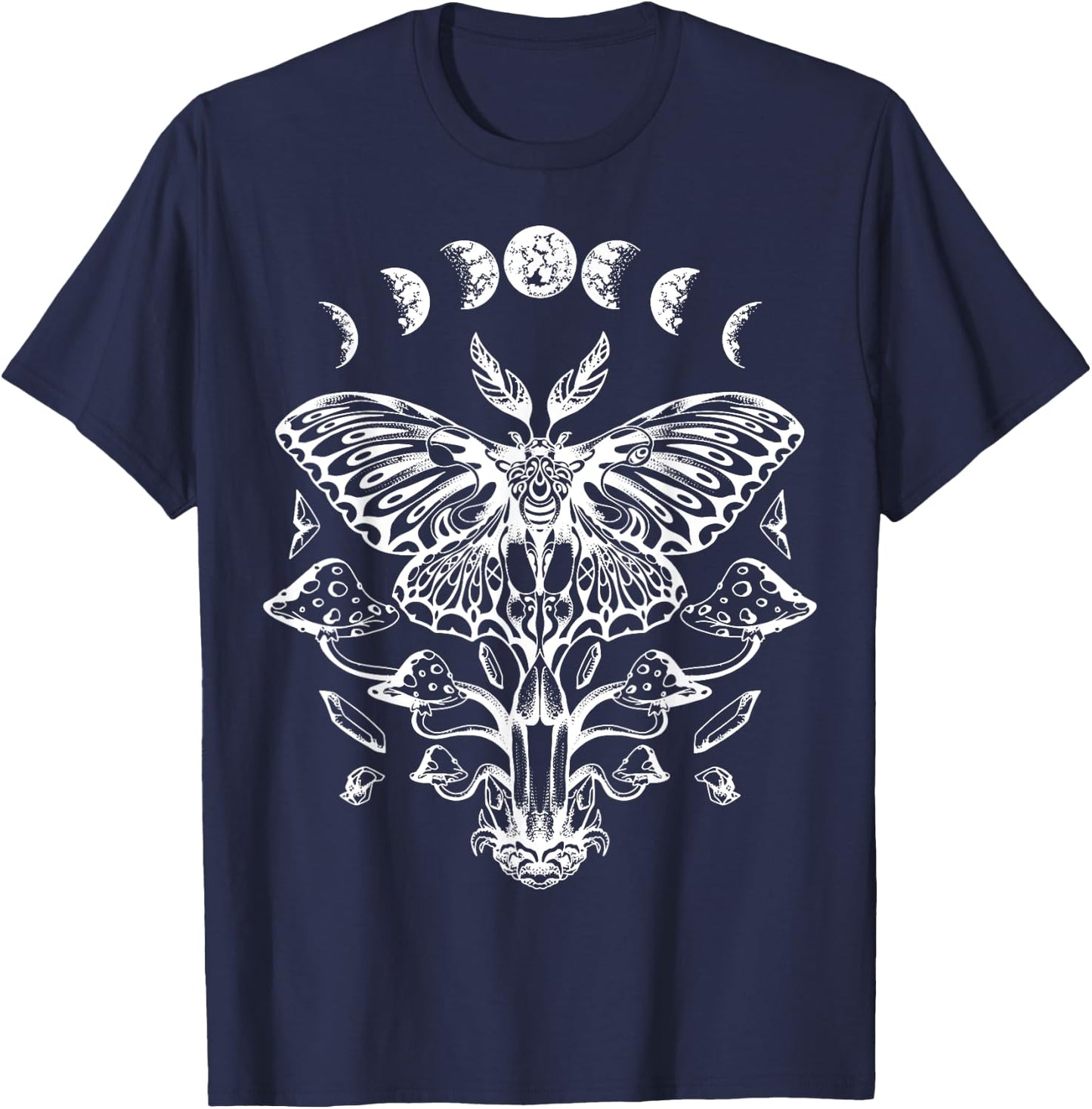 Moth Moon Phases Tarot Butterfly T-Shirt - T-Shirt | Navy