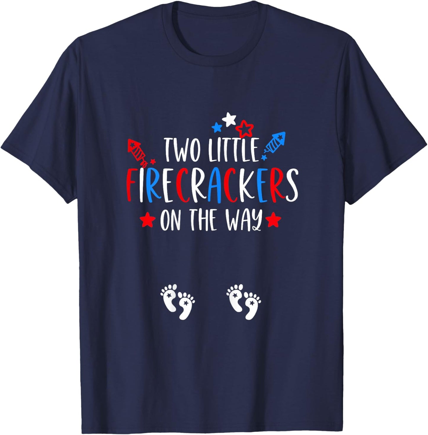 Twins Pregnancy 4th of July Baby Announcement Pregnant Mom T-Shirt - T-Shirt | Navy