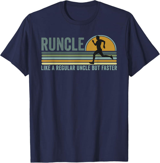 Runcle Funny Running Uncle Meme Fast Runner Racer Racing Man T-Shirt - T-Shirt | Navy