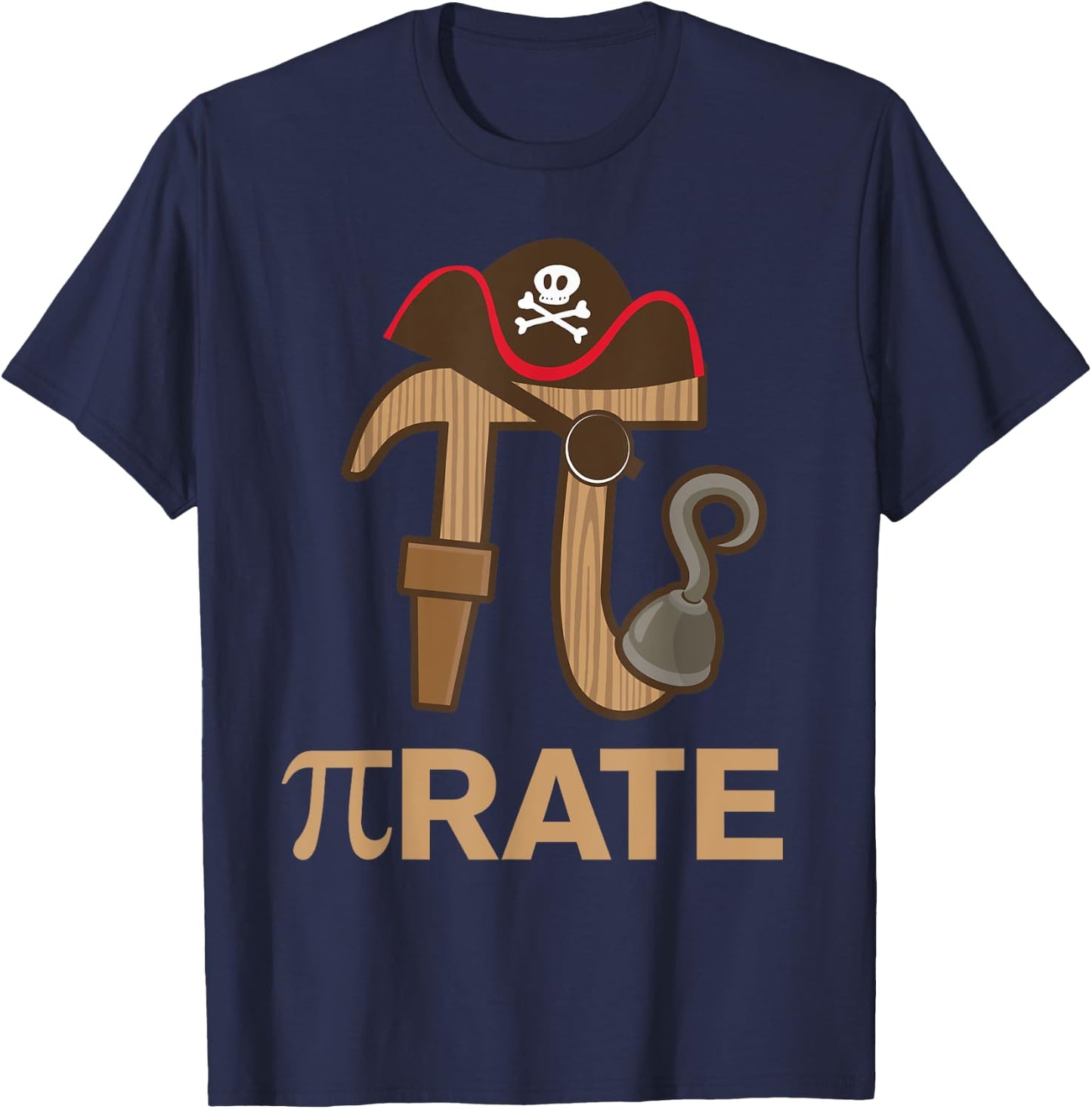 Pirate - Funny Math Geek 3.14 Hat Hook Pi Day March 14 Pun T-Shirt - T-Shirt | Navy