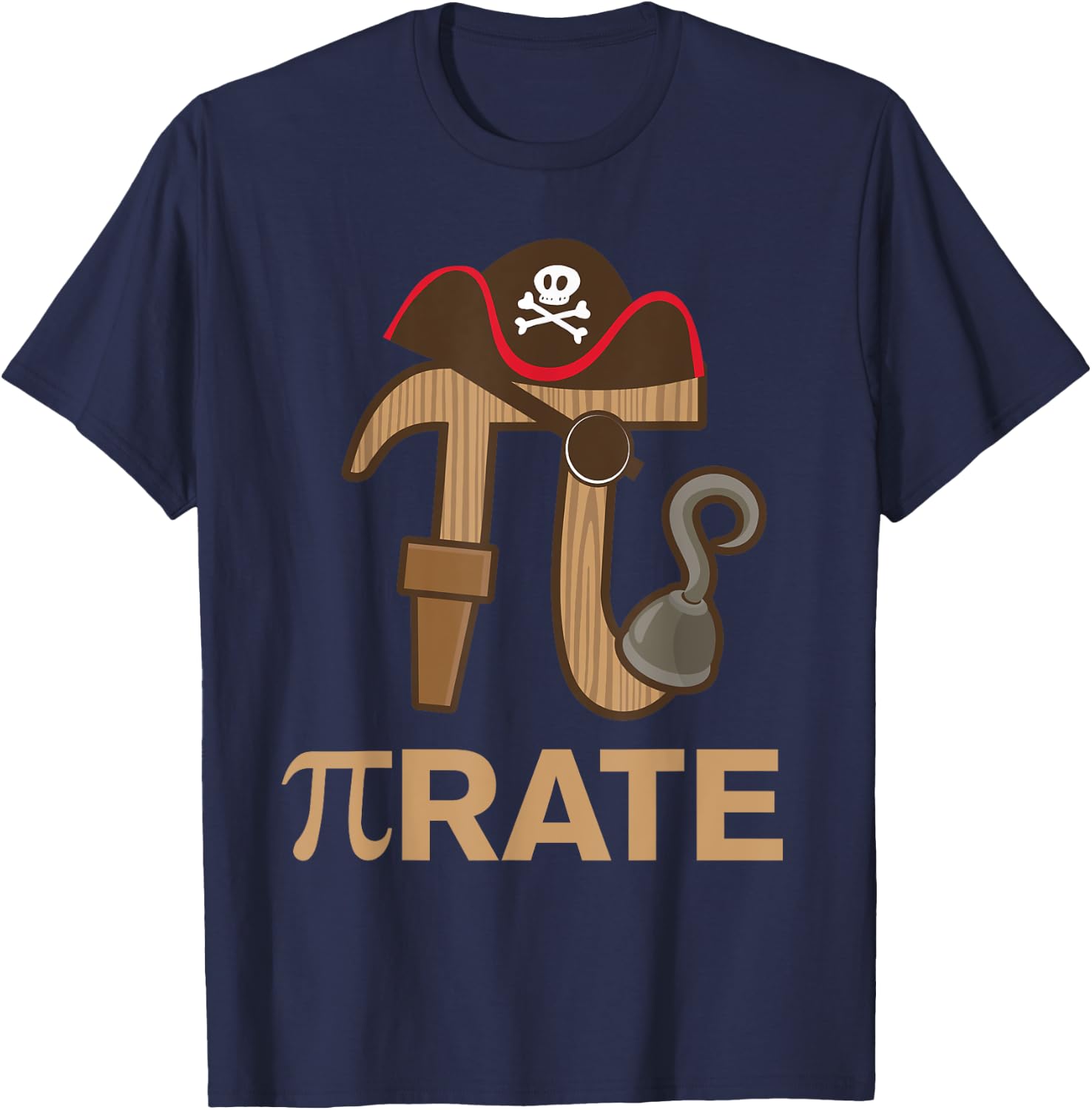 Pirate - Funny Math Geek 3.14 Hat Hook Pi Day March 14 Pun T-Shirt - T-Shirt | Navy