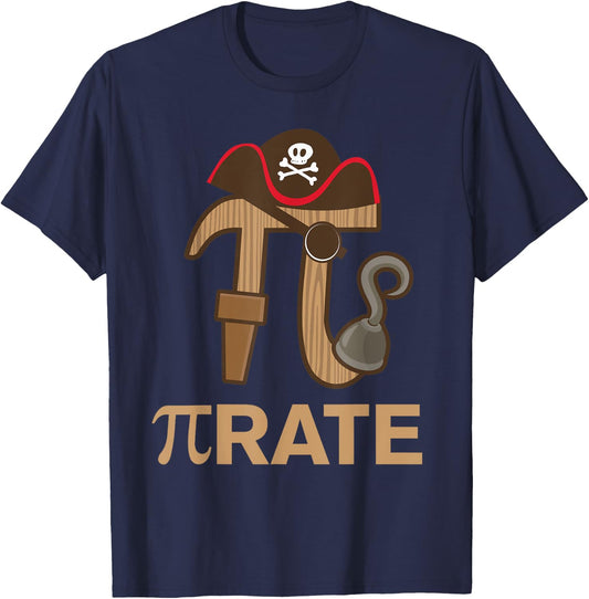 Pirate - Funny Math Geek 3.14 Hat Hook Pi Day March 14 Pun T-Shirt - T-Shirt | Navy