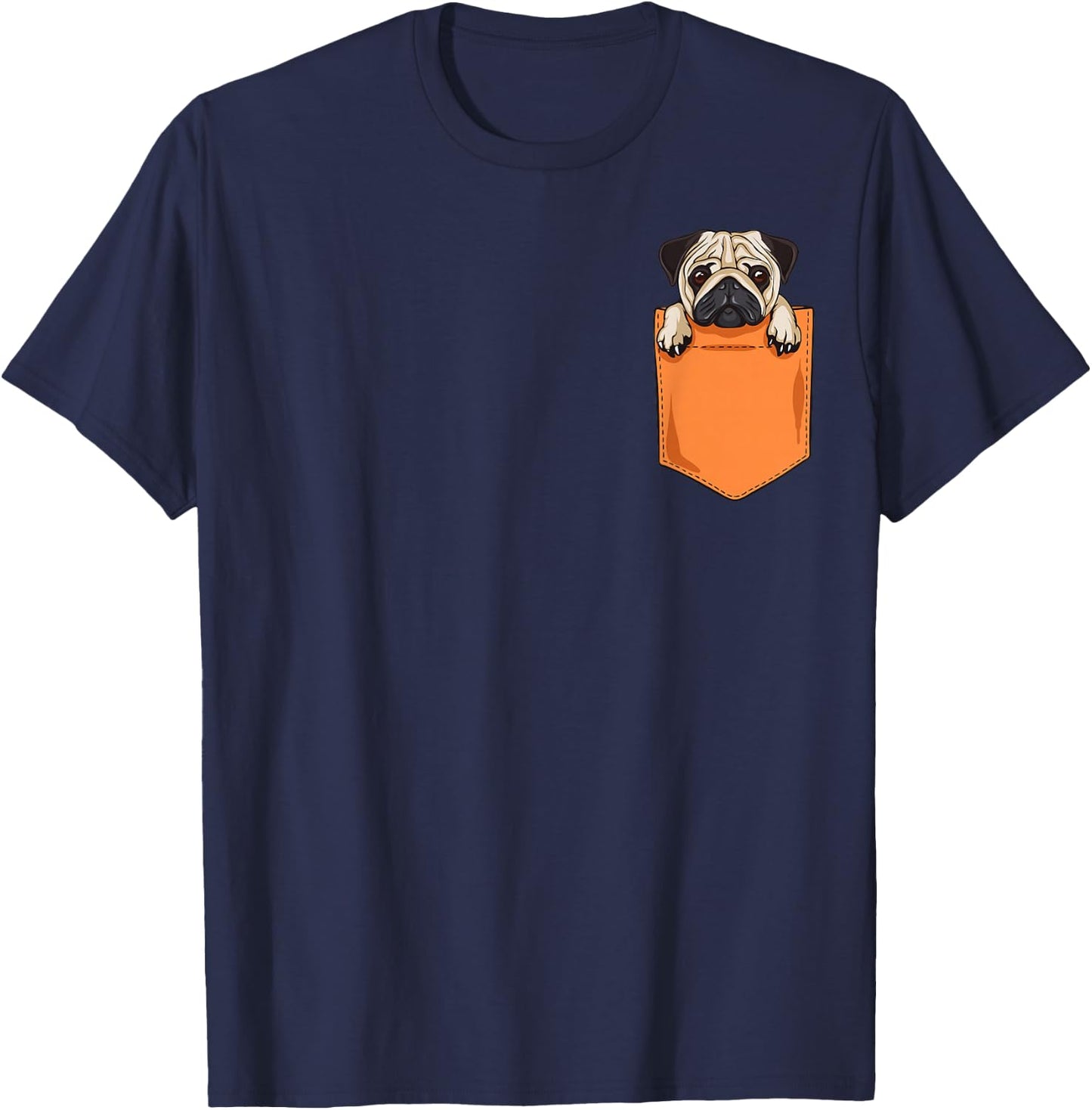 Cute Pug in Pocket Kawaii Gift Kids, Youth Graphic T-Shirt - T-Shirt | Navy