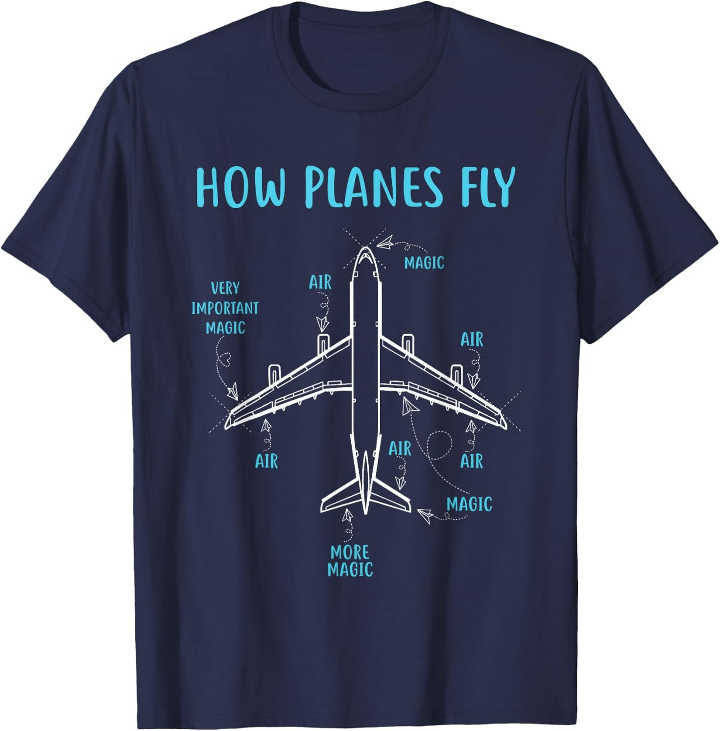 How Planes Fly Funny Aviation Engineer Pilot Airplane T-Shirt - T-Shirt | Navy
