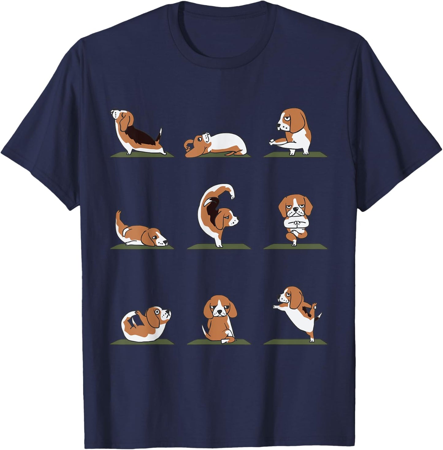 Beagle Yoga Asana Pose and Meditation by Huebucket T-Shirt - T-Shirt | Navy