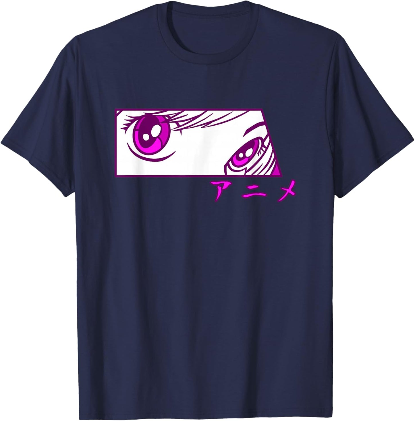 Anime Eyes Anime in Japanese Characters for Girls Teens T-Shirt - T-Shirt | Navy