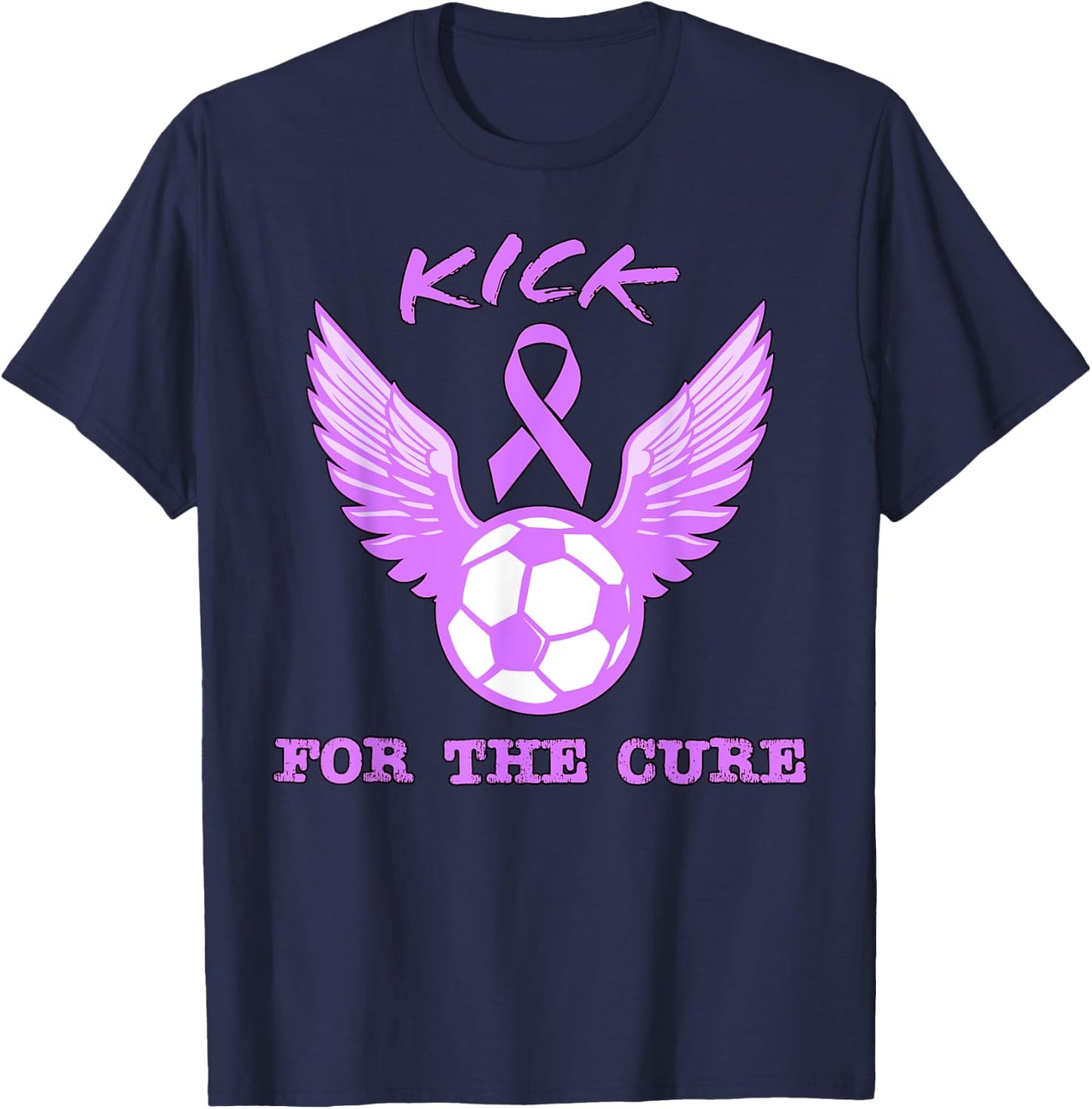 Kick For The Cure Pancreatic Cancer Awareness Month Soccer T-Shirt - T-Shirt | Navy