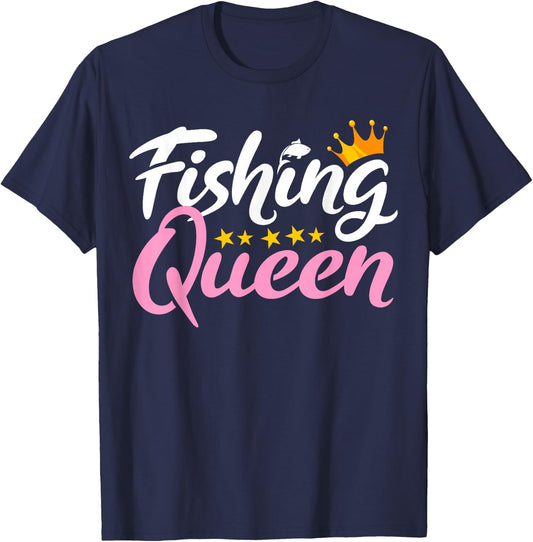 Fishing Queen Funny Fisherman Aquatic Enthusiast Women T-Shirt - T-Shirt | Navy
