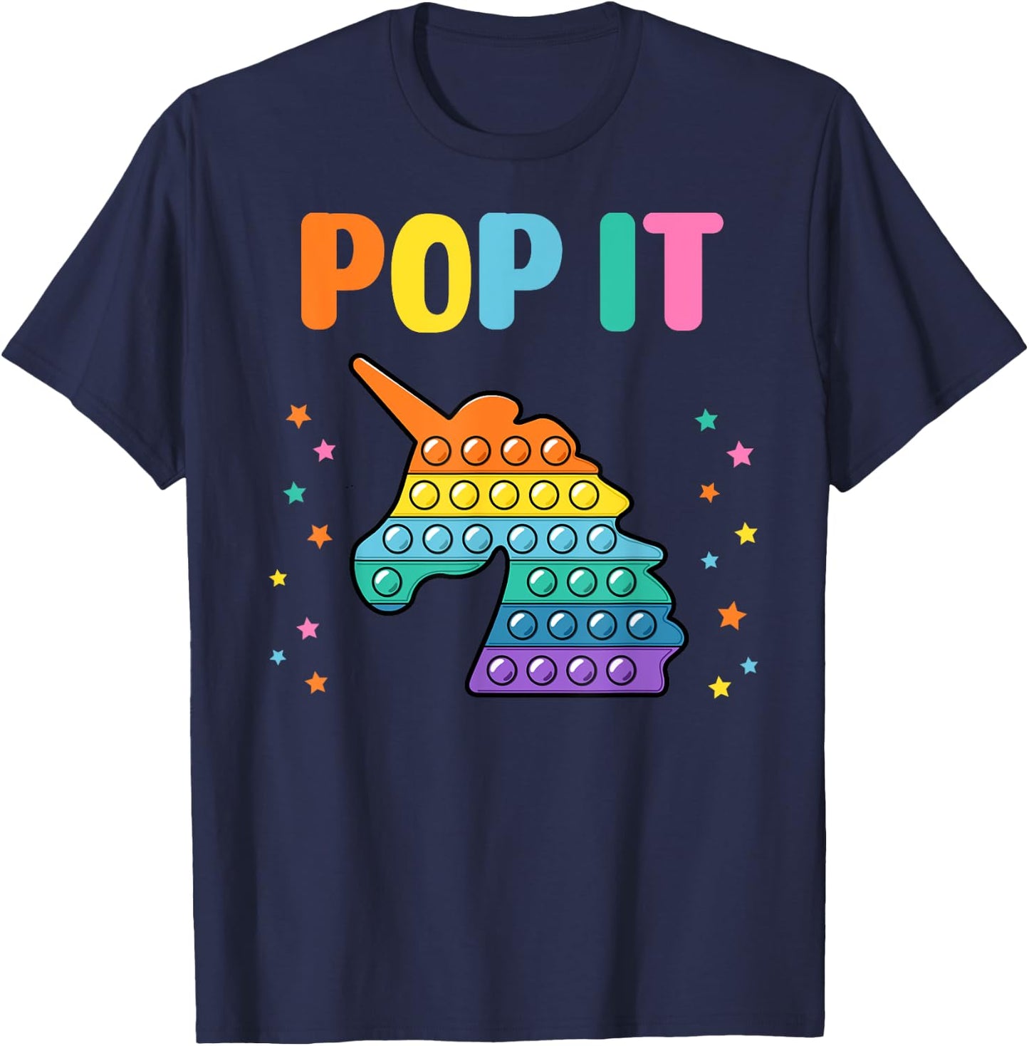 Pop It for toddler kids child - Pop It Unicorn Rainbow T-Shirt - T-Shirt | Navy