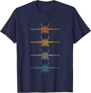 Retro F18 Hornet Schematic Vintage F-18 Fighter Jet Lover T-Shirt - T-Shirt | Navy