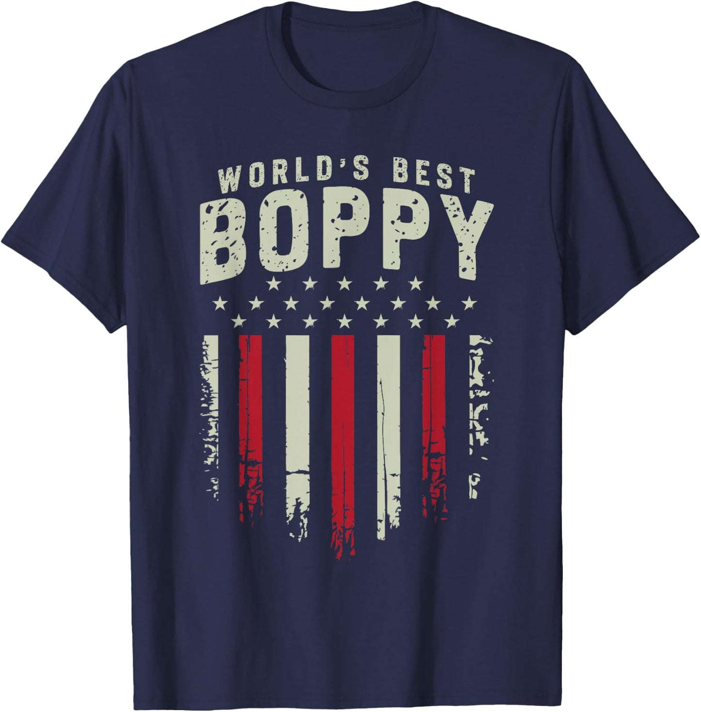 Worlds Best Boppy Ever American Flag Fathers Day Grandpa T-Shirt - T-Shirt | Navy
