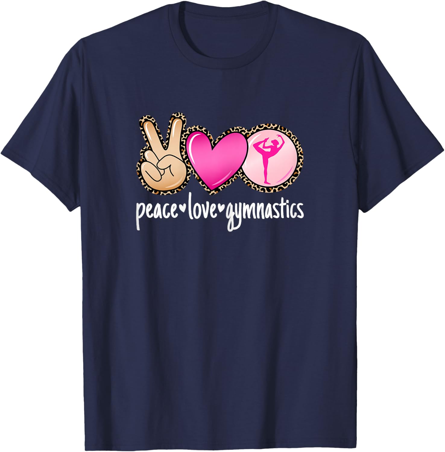 Peace Love Gymnastics Tumbling Cute Women Girls Gymnast T-Shirt - T-Shirt | Navy