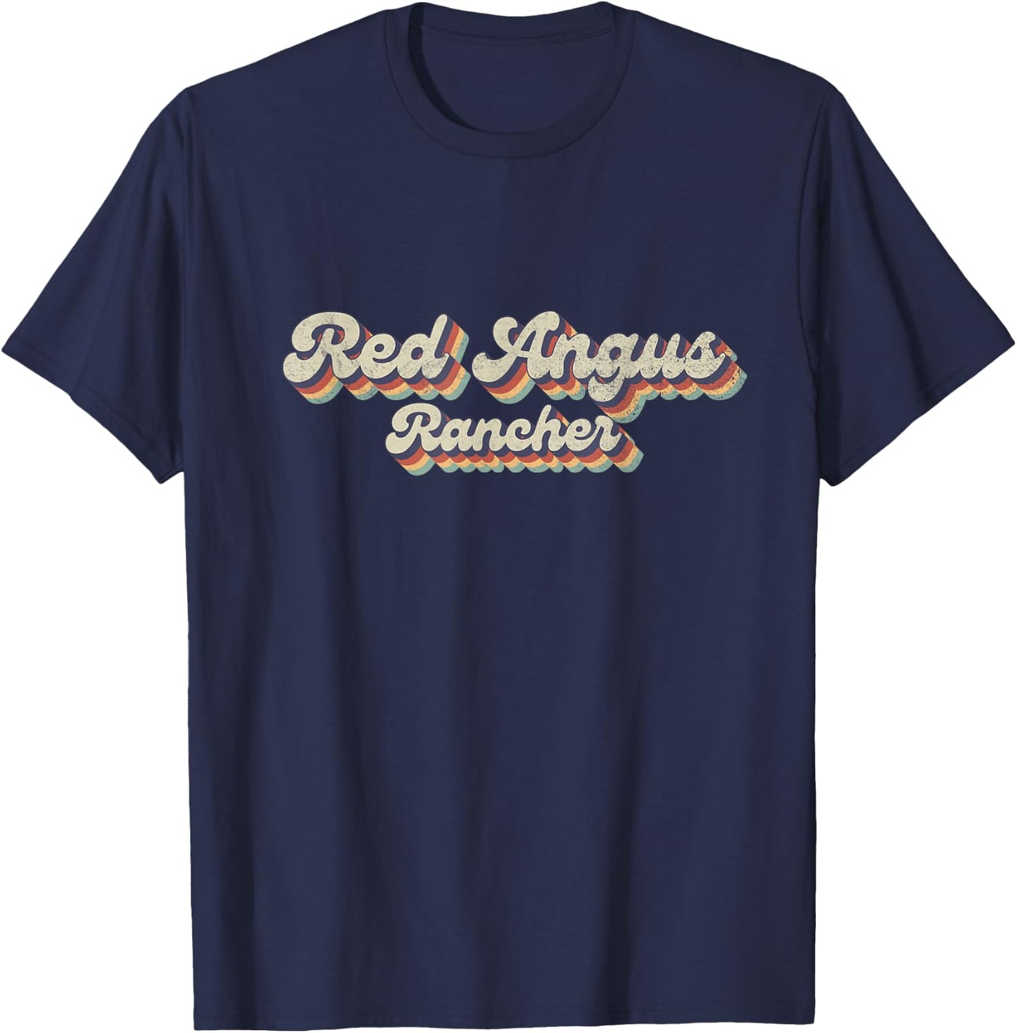 70's Cattle - Vintage Cow Rancher Red Angus T-Shirt - T-Shirt | Navy