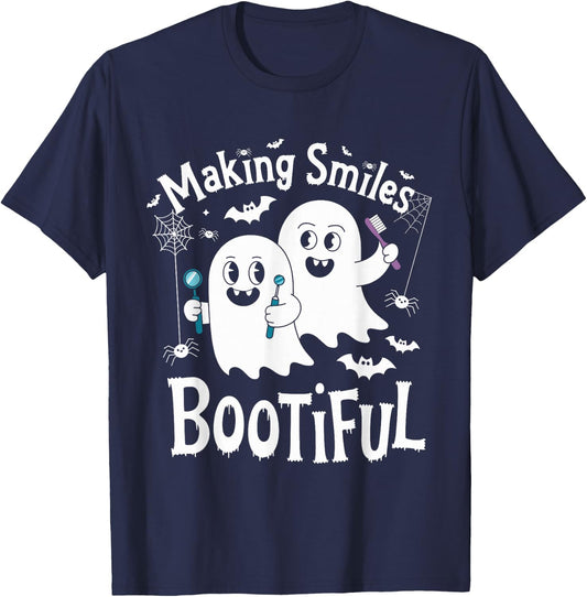 Making Smiles Bootiful Halloween Dentist Dental Hygiene T-Shirt - T-Shirt | Navy
