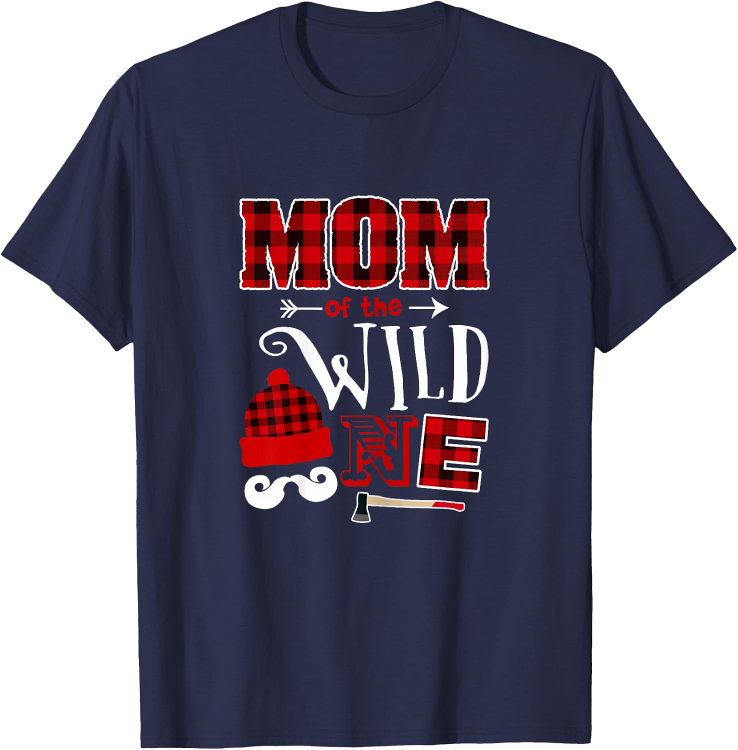 MOM Of the Wild One 1st Birthday Lumberjack T-Shirt - T-Shirt | Navy