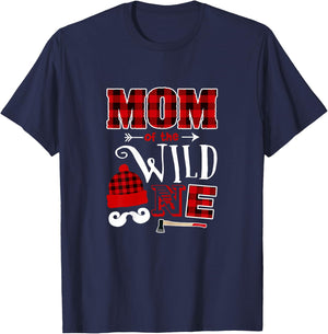 MOM Of the Wild One 1st Birthday Lumberjack T-Shirt - T-Shirt | Navy