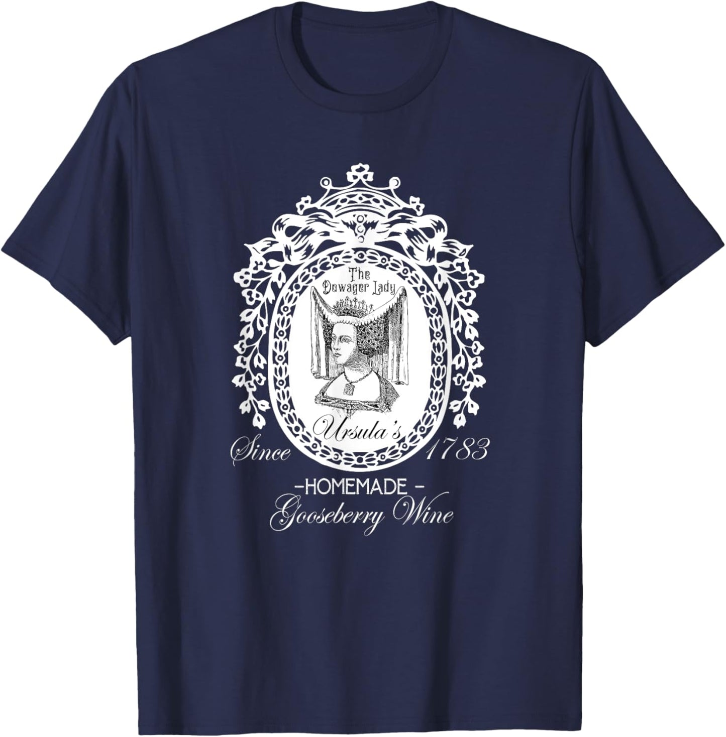 The Dowager Lady Ursula's Homemade Gooseberry Wine Hyacinth T-Shirt - T-Shirt | Navy