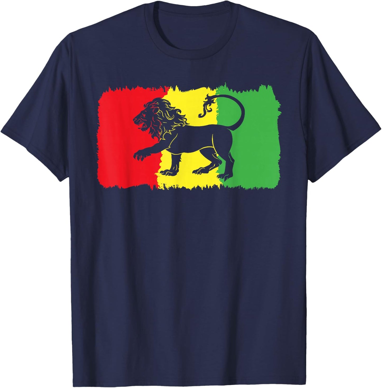 Lion of Judah Judah Rasta Rastafari Reggae T-Shirt - T-Shirt | Navy