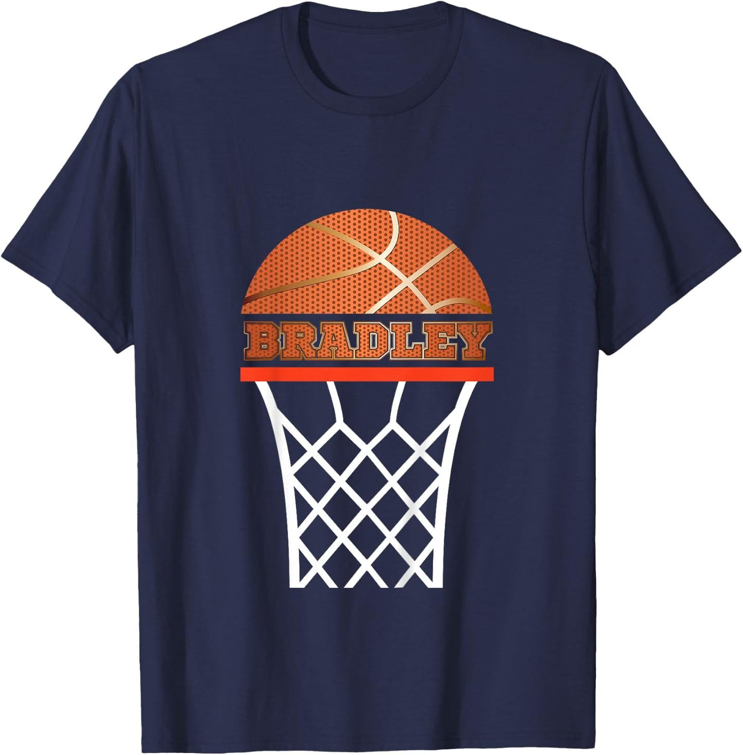 Kids Basketball Apparels Boy Custom Name Bradley Youth Shirt Gift T-Shirt - T-Shirt | Navy