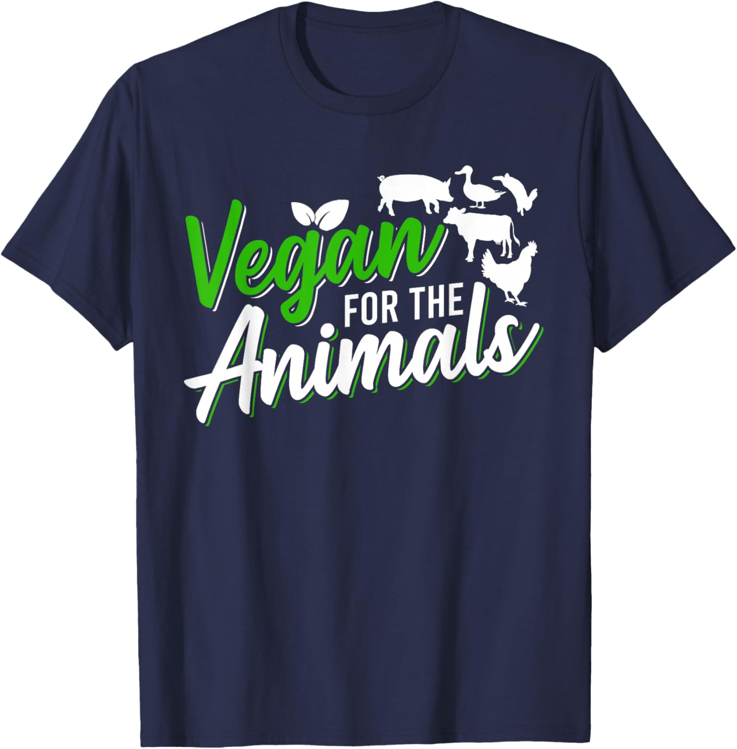 Vegan For The Animals T-Shirt - T-Shirt | Navy