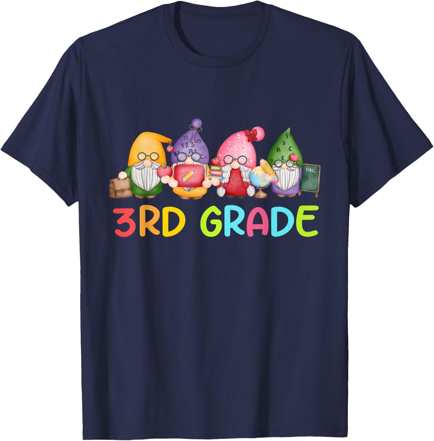 3rd Grade Gnome Back To School Funny Gnomies Teacher Student T-Shirt - T-Shirt | Navy