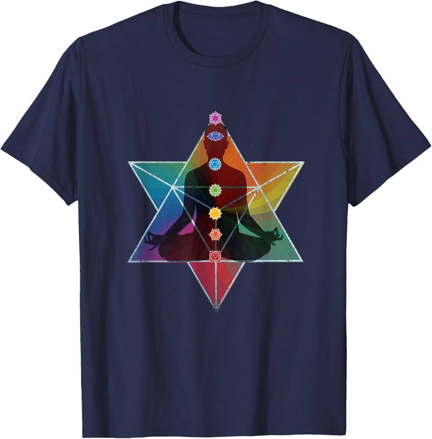 Sacred Geometry Merkaba Activation Chakra Meditation T-Shirt - T-Shirt | Navy