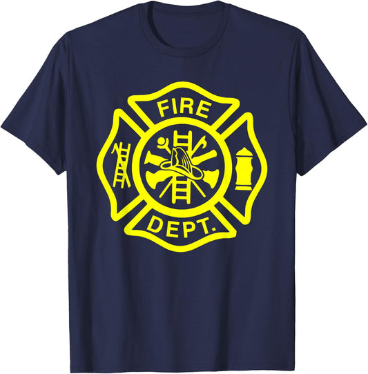 Fire Department Logo Uniform Fireman Symbol Firefighter Gear T-Shirt - T-Shirt | Navy