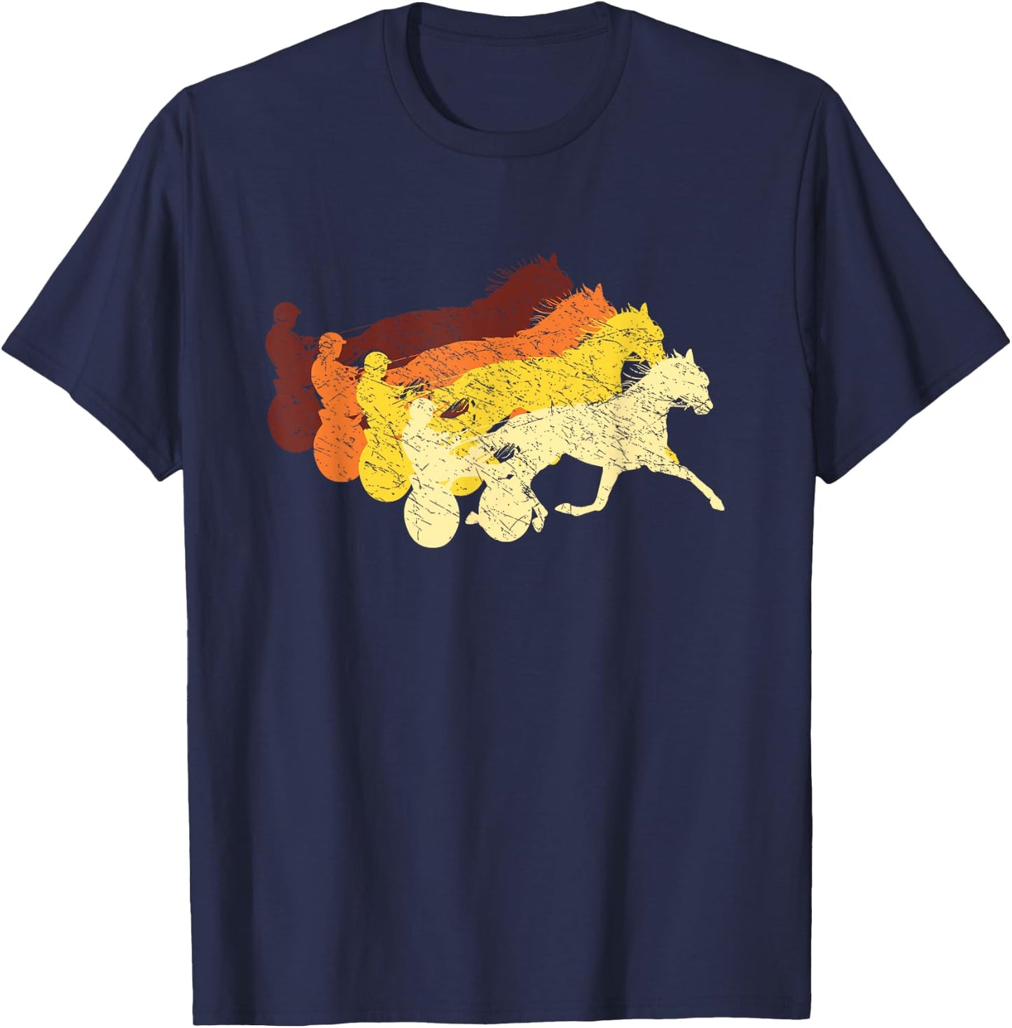 Retro Harness Racing Horse Racing Trotting Harness Racer T-Shirt - T-Shirt | Navy