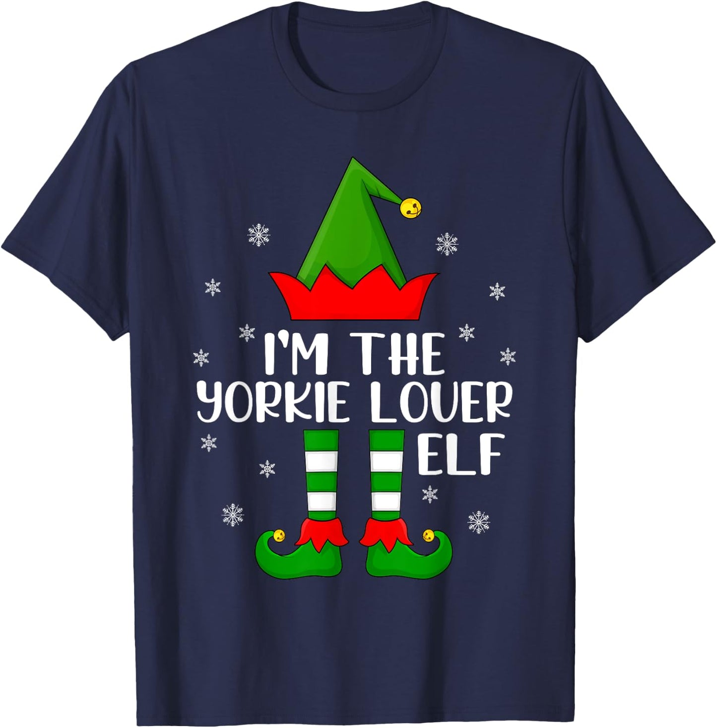 Matching Family Funny I'm The Yorkie Lover Elf Christmas T-Shirt - T-Shirt | Navy
