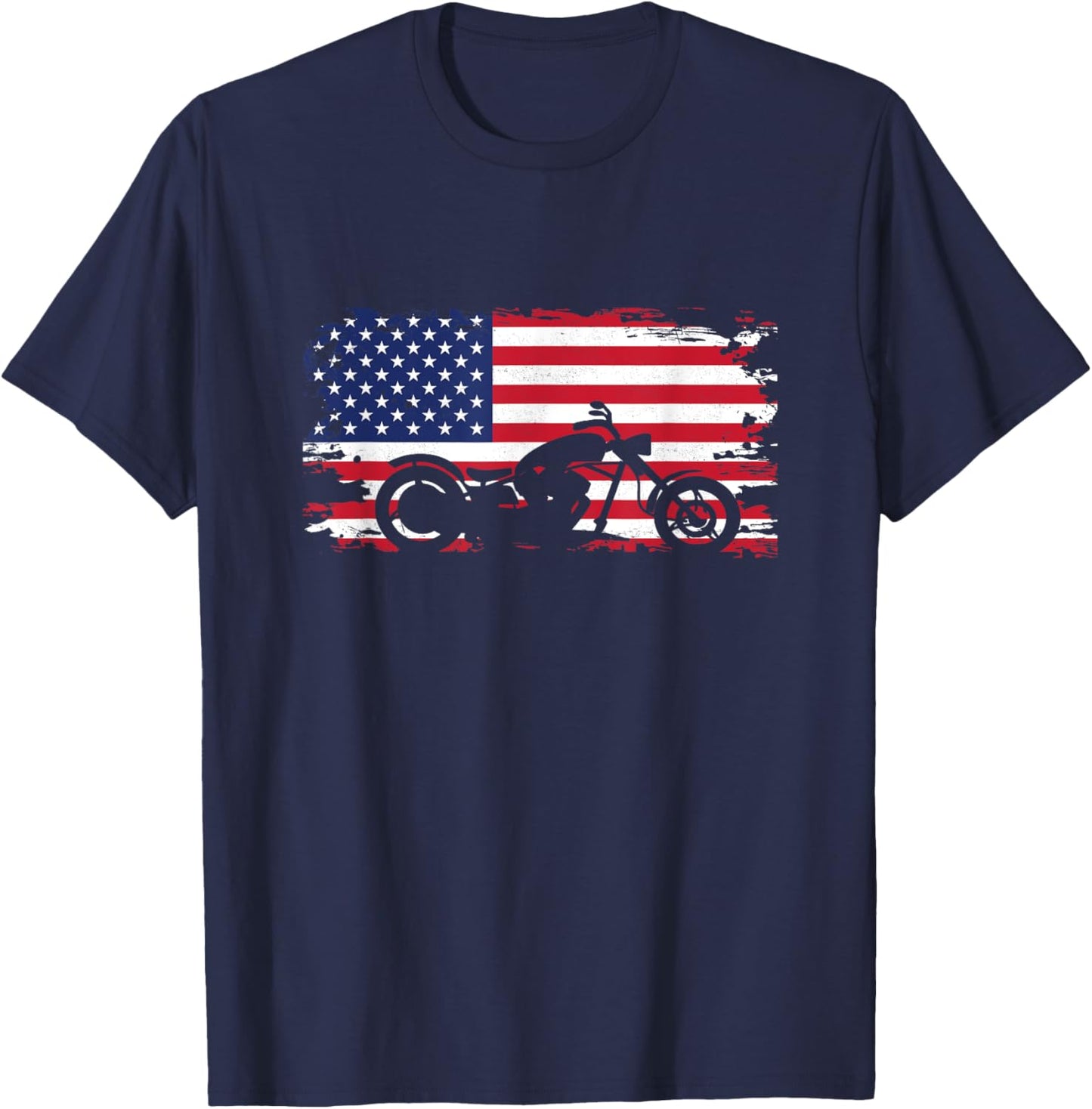 American Flag Motorcycle Apparel - Motorcycle T-Shirt - T-Shirt | Navy