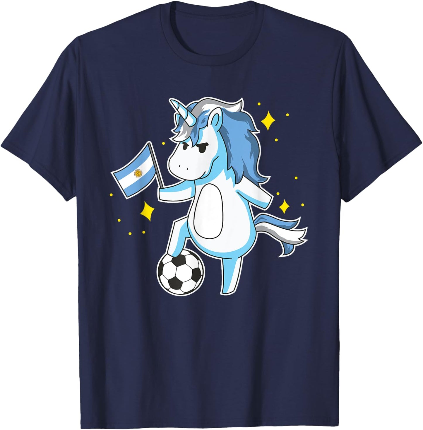Soccer Unicorn Argentina Jersey Design Argentinian Football T-Shirt - T-Shirt | Navy