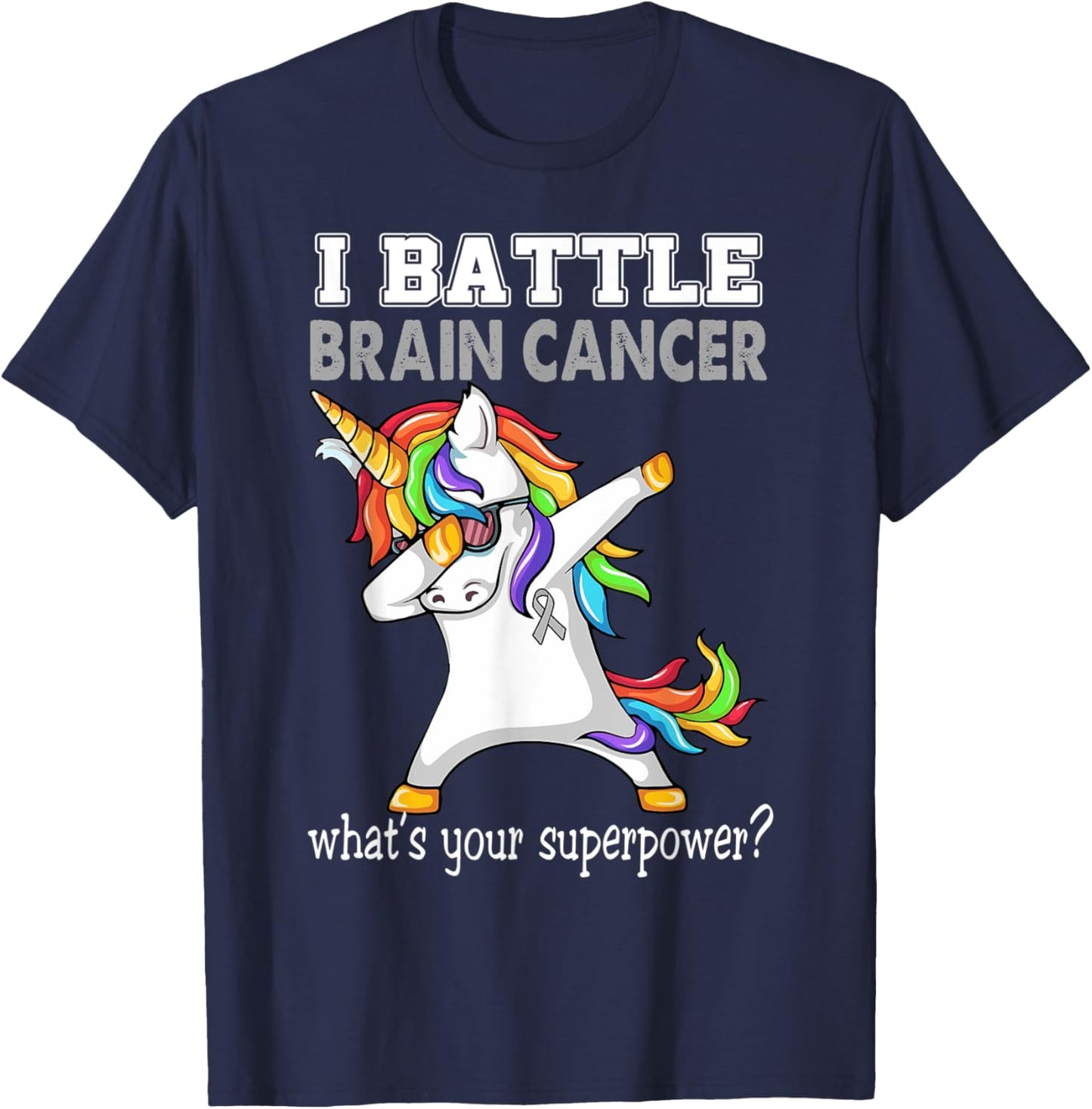 Unicorn I Battle Brain Cancer Awareness T-Shirt - T-Shirt | Navy