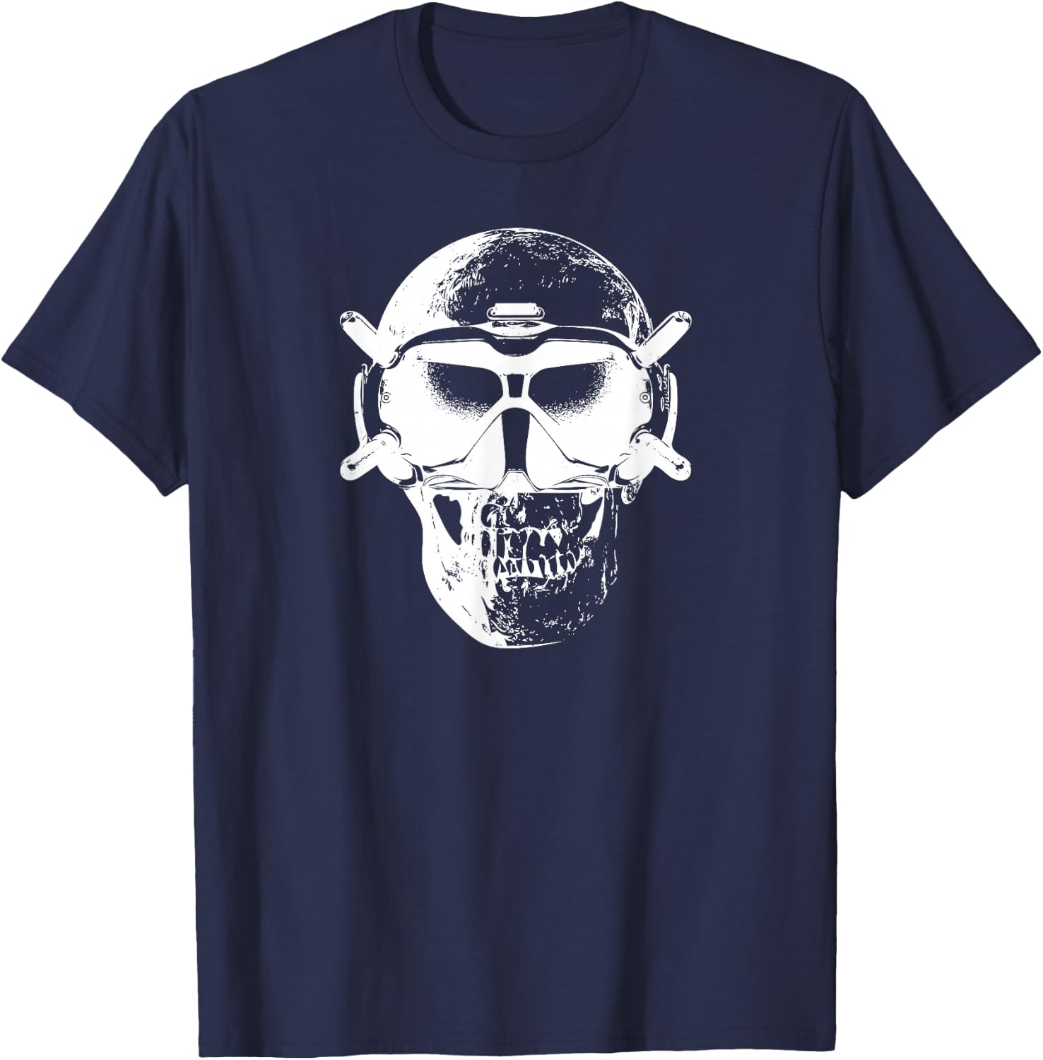 Drone Pro Pilot Skull HD FPV Reverse T-Shirt - T-Shirt | Navy