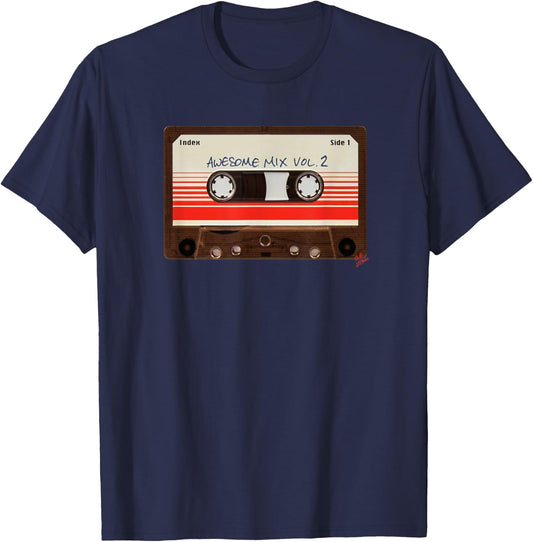 Retro cassette shirt Awesome mix vol 2 vintage cassettes T-Shirt - T-Shirt | Navy