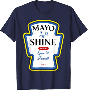 Mayo Light Shine Funny Christian Parody Label Bottle T-Shirt - T-Shirt | Navy