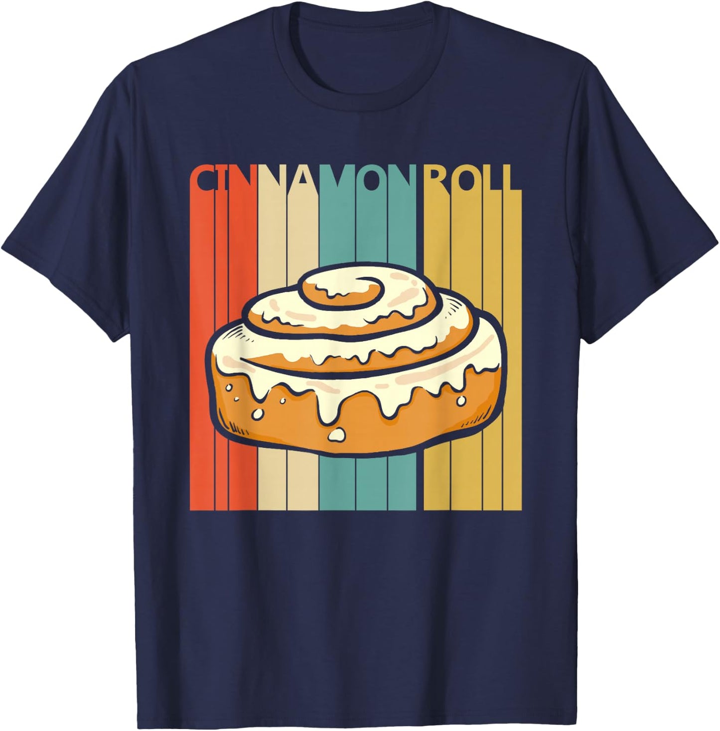 Vintage Retro Cinnamon Roll T-Shirt - T-Shirt | Navy