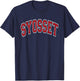 Syosset Arched Red Text T-Shirt - T-Shirt | Navy