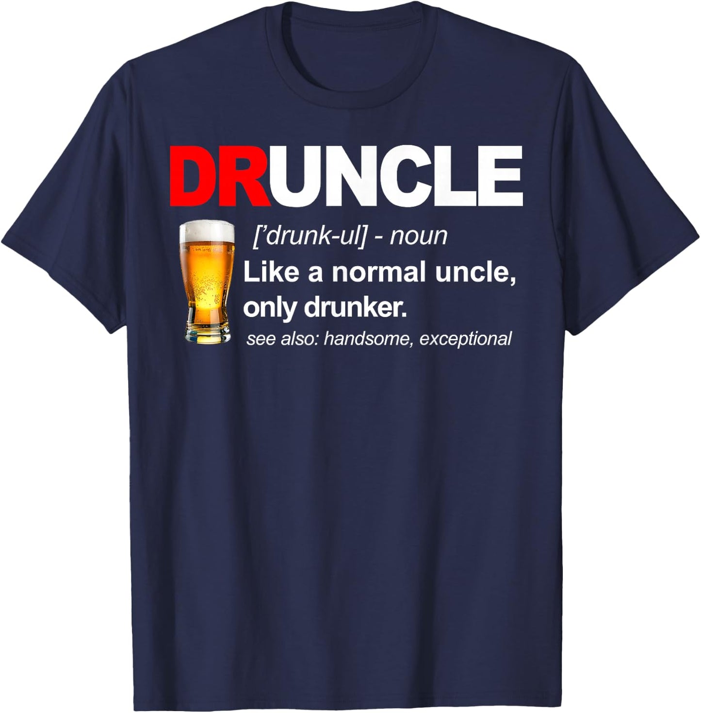 Vintage Druncle Funkle Beer Funny For Drunk Uncle T-Shirt - T-Shirt | Navy
