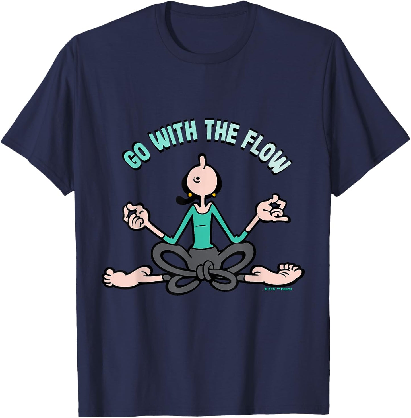 Olive Oyl "Go with the Flow" Yoga for Humanity Day T-Shirt - T-Shirt | Navy