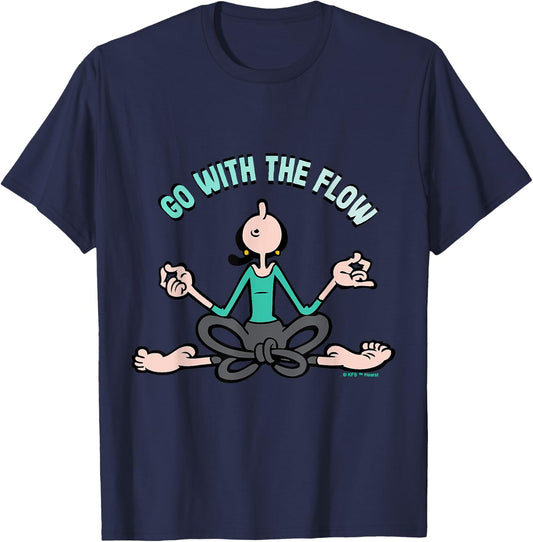 Olive Oyl "Go with the Flow" Yoga for Humanity Day T-Shirt - T-Shirt | Navy