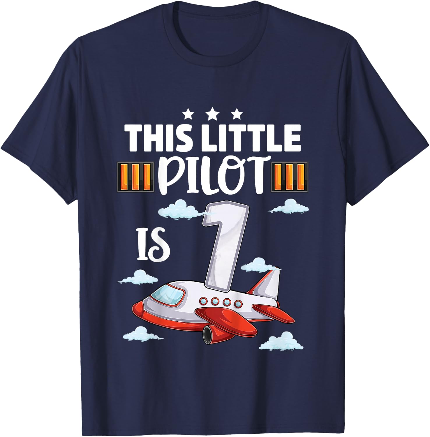 1 year old Boy Girl Airplane Pilot 1st Birthday Aircraft T-Shirt - T-Shirt | Navy