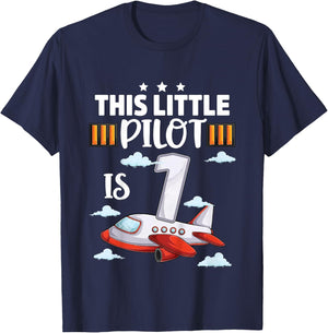 1 year old Boy Girl Airplane Pilot 1st Birthday Aircraft T-Shirt - T-Shirt | Navy