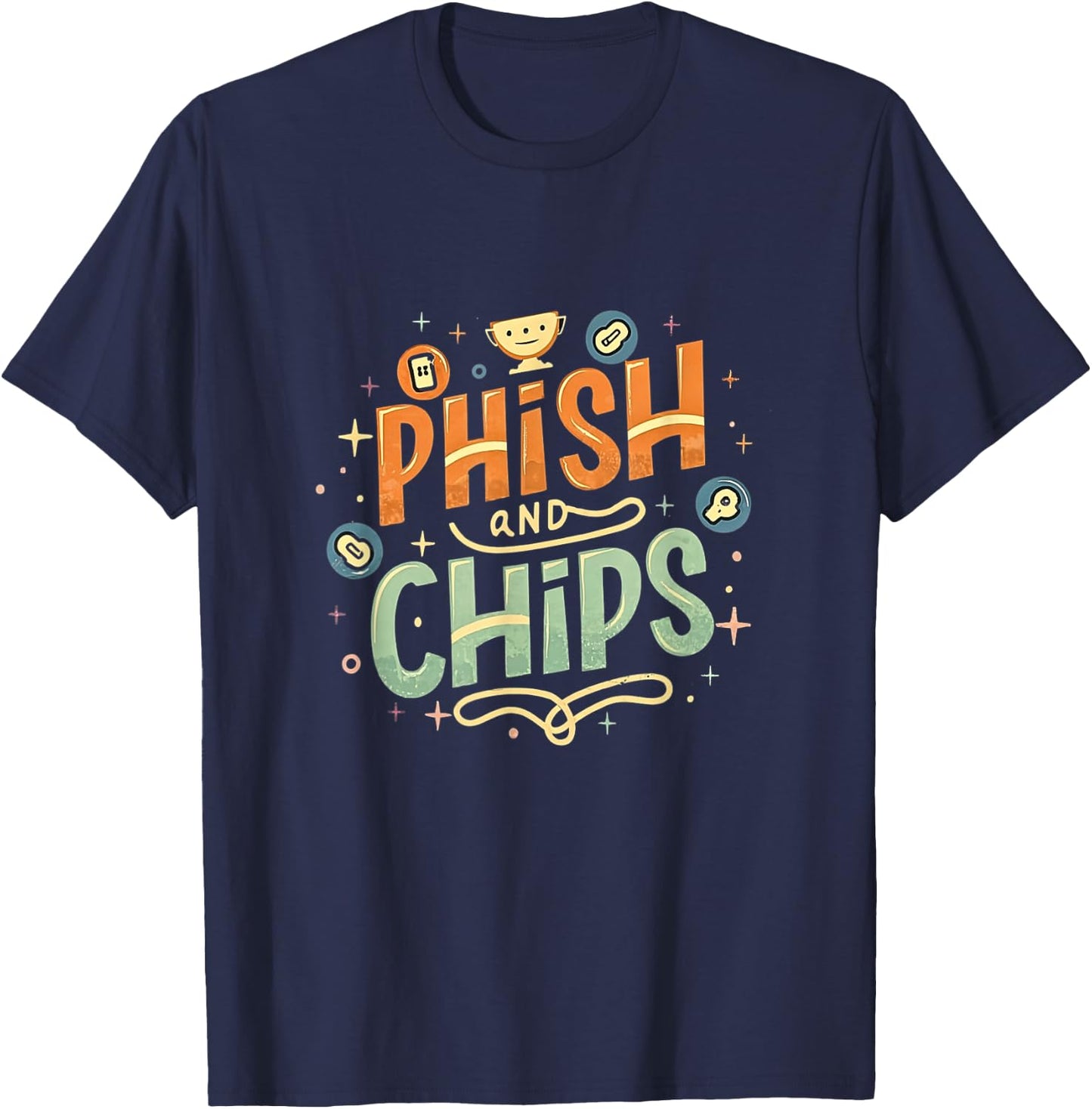 Funny Hackers Phish and Chips T-Shirt - T-Shirt | Navy