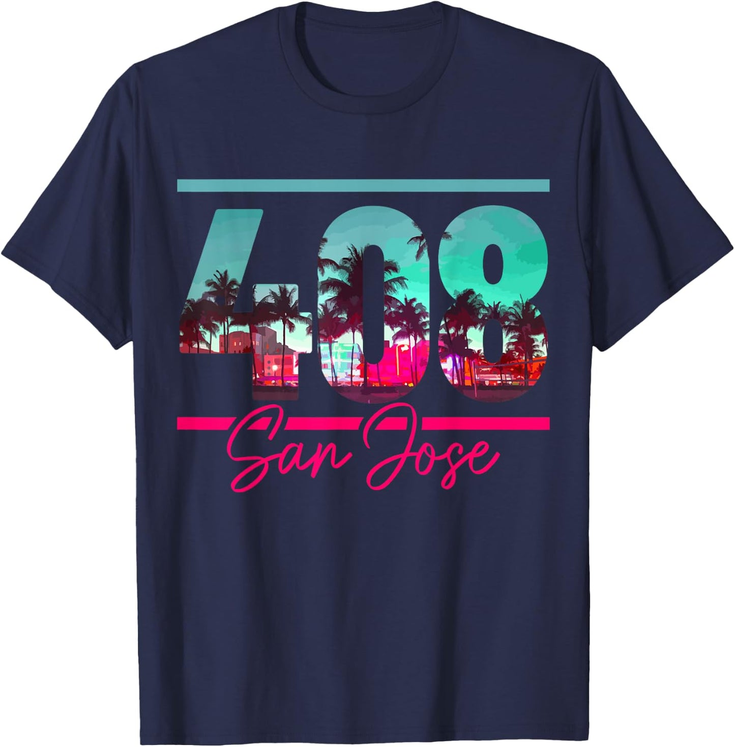 San Jose California Area Code 408 Vintage Retro T-Shirt - T-Shirt | Navy