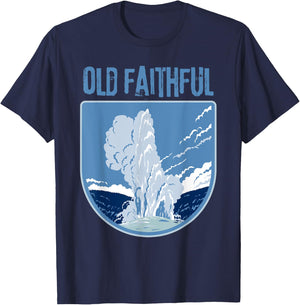 Old Faithful Yellowstone Geyser T-Shirt - T-Shirt | Navy