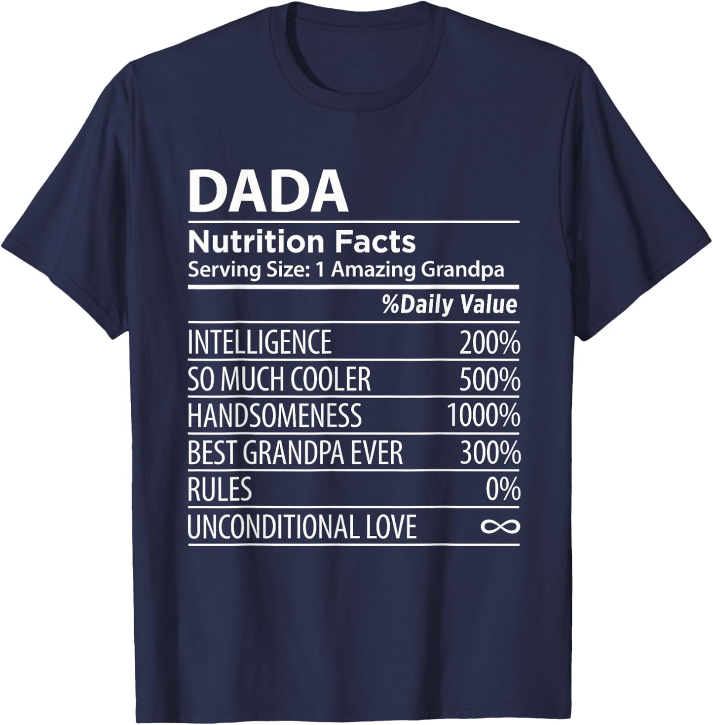 Dada Nutrition Facts | Funny Indian Grandpa T-Shirt - T-Shirt | Navy