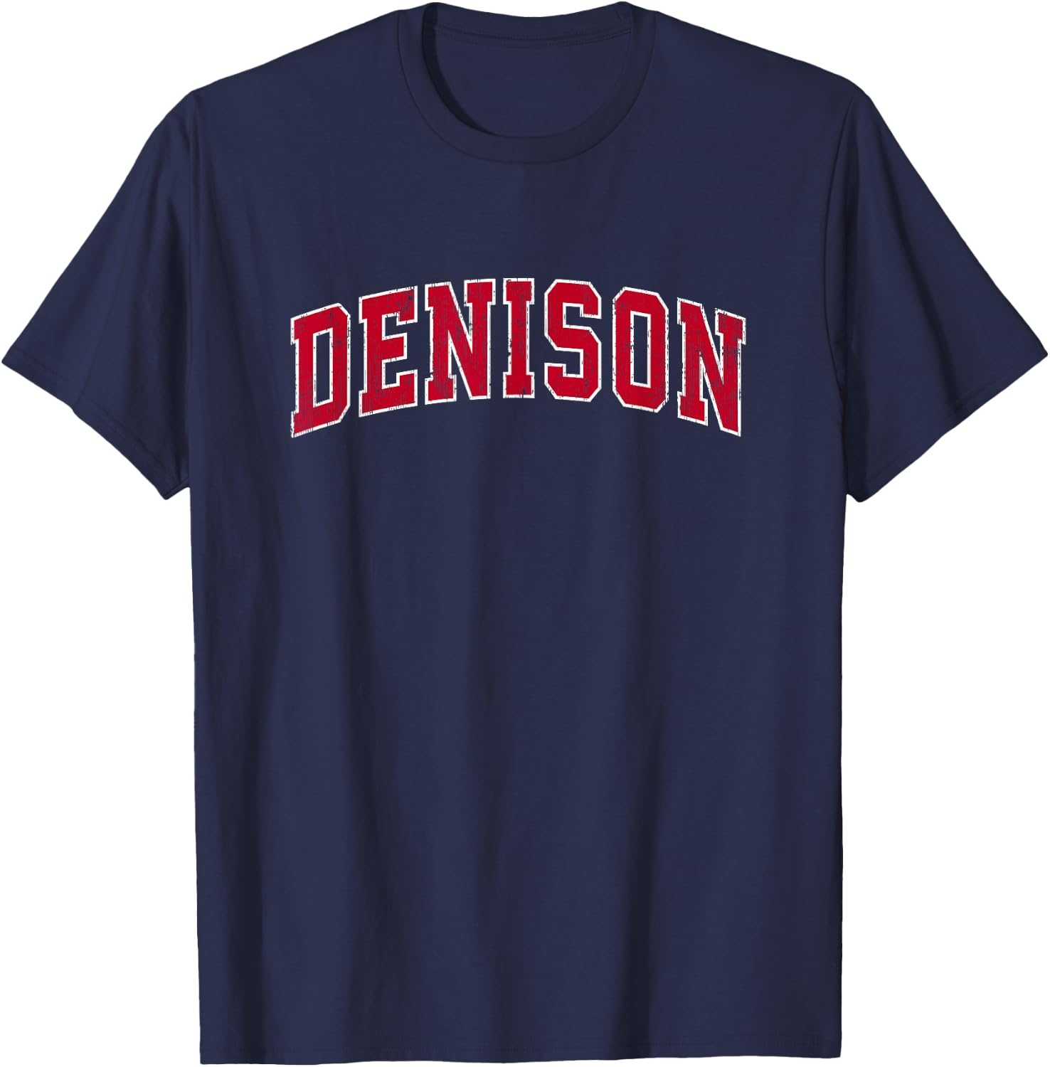 Denison Texas TX Vintage Sports Design Red Design T-Shirt - T-Shirt | Navy